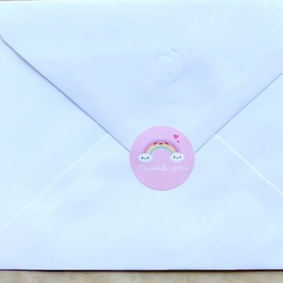 1" patterned "Thank You" stickers - Small Business/Baby Shower THANK YOU STICKER - Picture 4 of 4